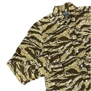 Gitman Bros Vintage Camo Shirt Men Small Brown Corduroy Tiger Stripe Army USA